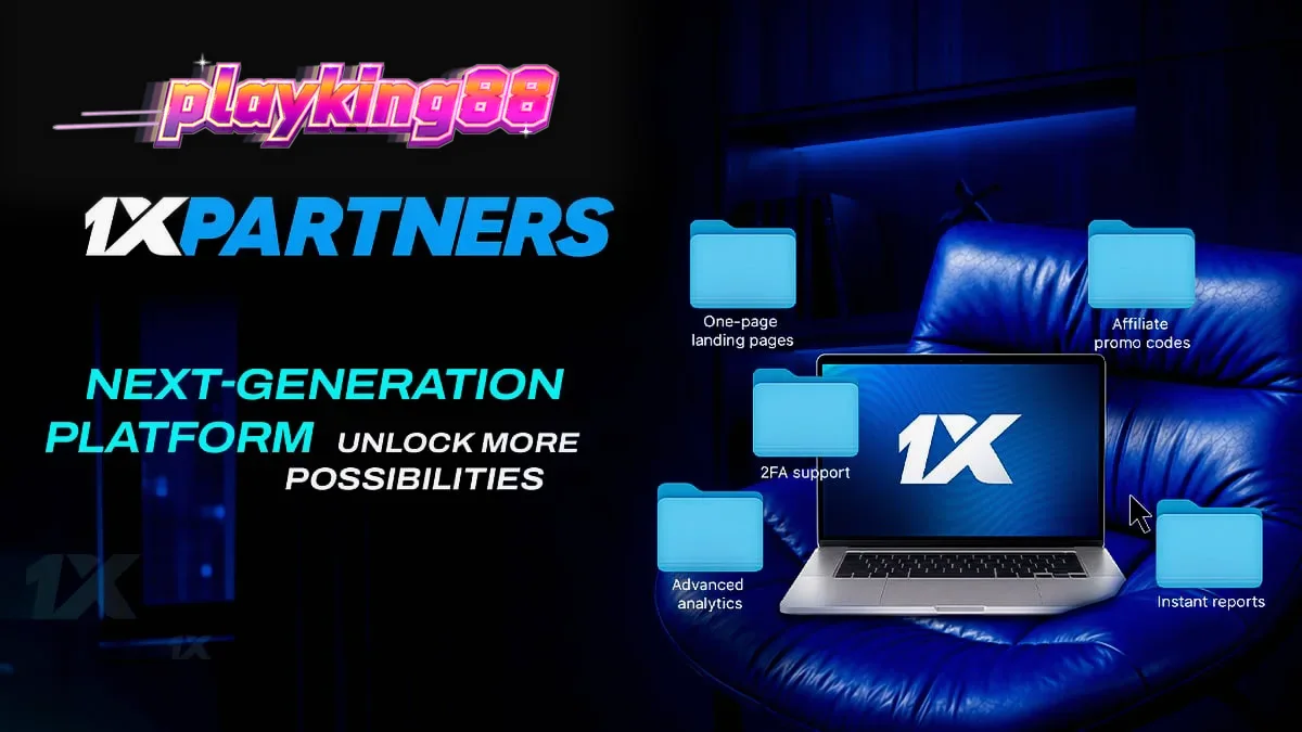 Tampilan antarmuka dasbor afiliasi 1xPartners yang diperbarui