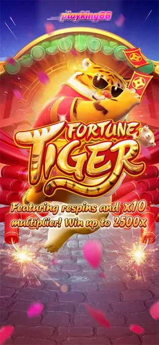 Tampilan visual slot Fortune Tiger dengan tema harimau emas dan ornamen Asia.